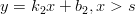 y = k2x + b2,x > s
