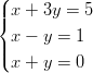 (
||{ x + 3y = 5
  x − y = 1
||(
  x + y = 0  